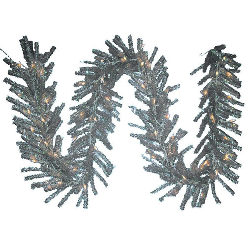 9' Pre-Lit Clear Incandescent Silver Ice Garland