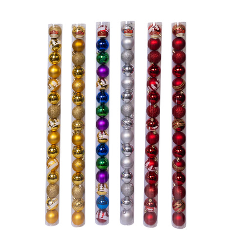 60MM Shatterproof Decorated Ball Ornaments, 36-Box PDQ