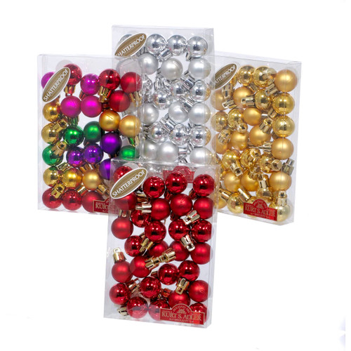 20MM Shatterproof Multicolored Ball Ornaments, 28-Piece Box Set