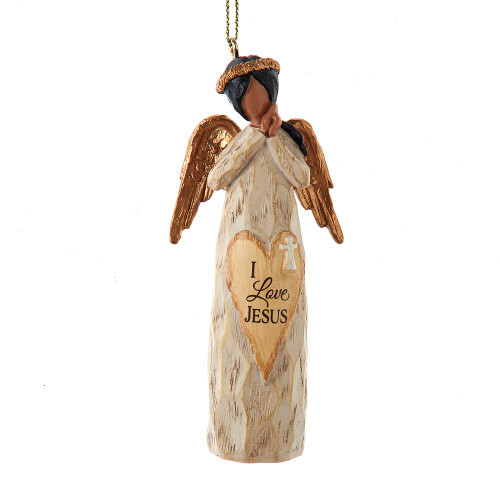 African American “I Love Jesus“ Angel Ornament