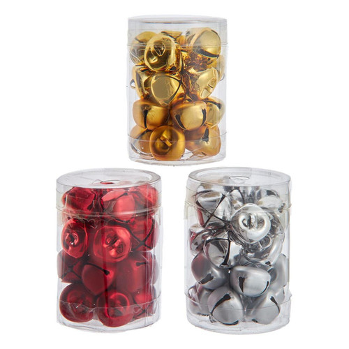 20MM Silver, Red & Gold Bells, 24-Piece Box, 3 Assorted Colors