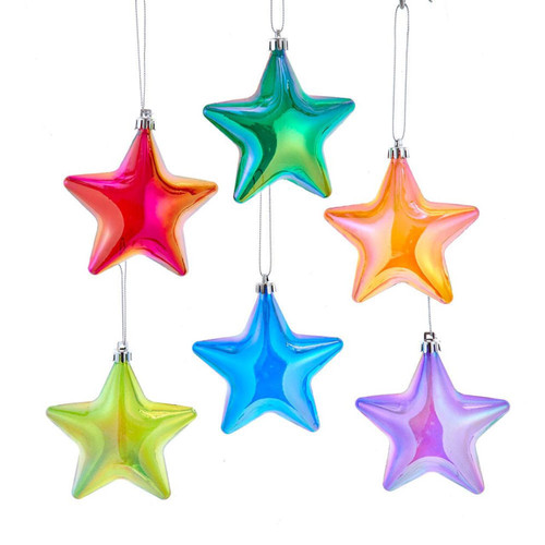 Transparent Iridescent Star Ornaments, 6 Assorted