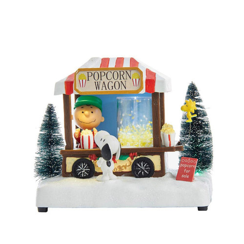 7“ Peanuts© Battery-Operated Popcorn Wagon LED Musical Table Piece