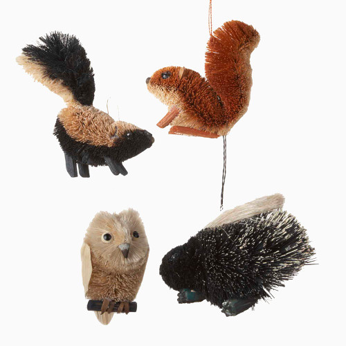 Woodland Buri Animal Ornaments, 4 Assorted