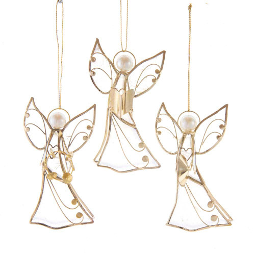 Capiz Angel Musician Ornament, 3 Assorted