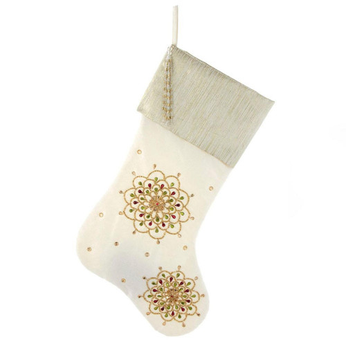 Ivory Embossed Stocking
