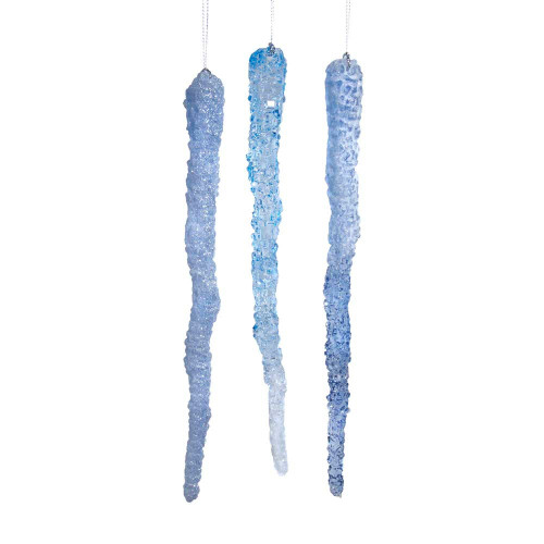 Blue and Clear Icicle Ornaments, 3 Assorted