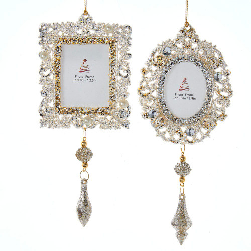 Light Gold and Silver Picture Frame Ornaments, 2 Assorted