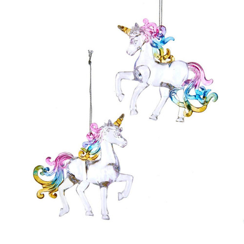 Clear Pastel Unicorn Ornaments, 2 Assorted