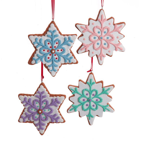 Pastel Colored Snowflake Cookie Ornaments, 4 Assorted