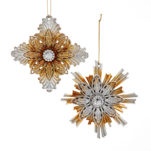 Ombré Gold and Silver Starburst Ornaments, 2 Assorted