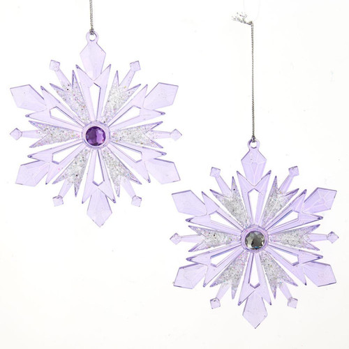 Lavender, Blue and Clear Snowflake Ornaments, 2 Assorted