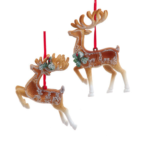 Brown & White Deer Cut-Out Ornaments, 2 Assorted