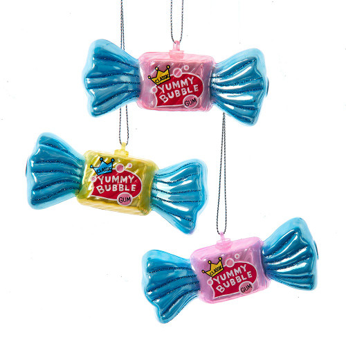 Glass Bubblegum Ornaments, 3 Assorted
