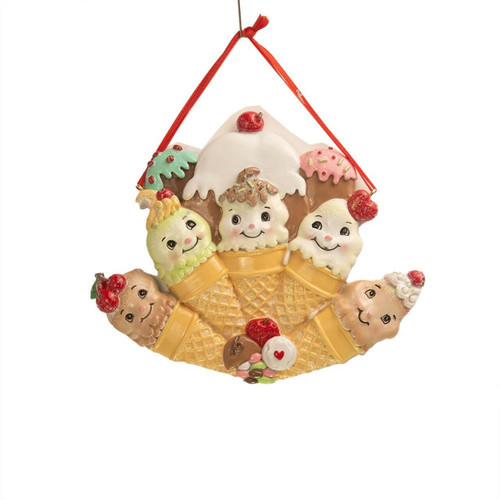 Ice Cream Cone Family Of 5 Ornament For Personalization