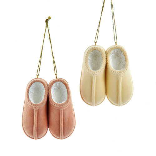 Flocked Slippers Ornaments, 2 Assorted