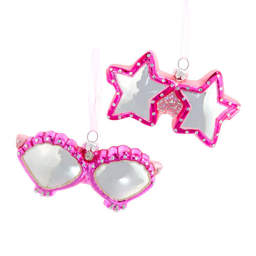 Glass Glasses Ornaments, 2 Assorted