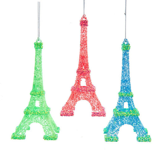 Glow In The Dark Eiffel Tower Ornaments, 3 Assorted