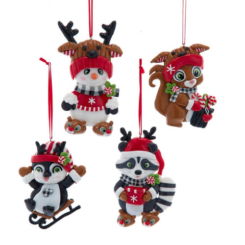 Cutie Animal Ornaments, 4 Assorted