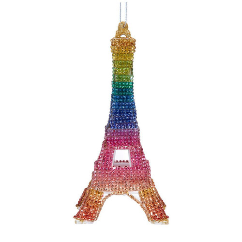 Bedazzled Eiffel Tower With Rainbow Rhinestones Ornament
