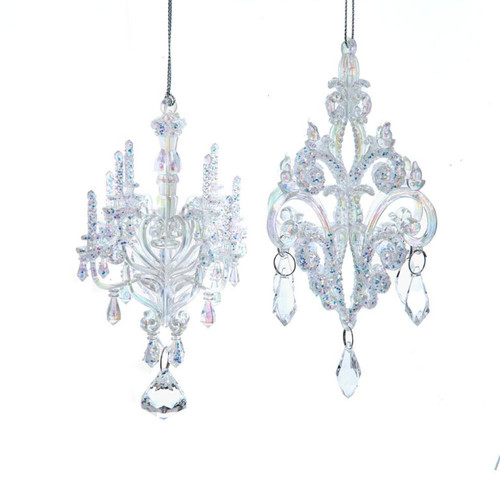 Clear & Iridescent Chandelier Ornaments, 2 Assorted