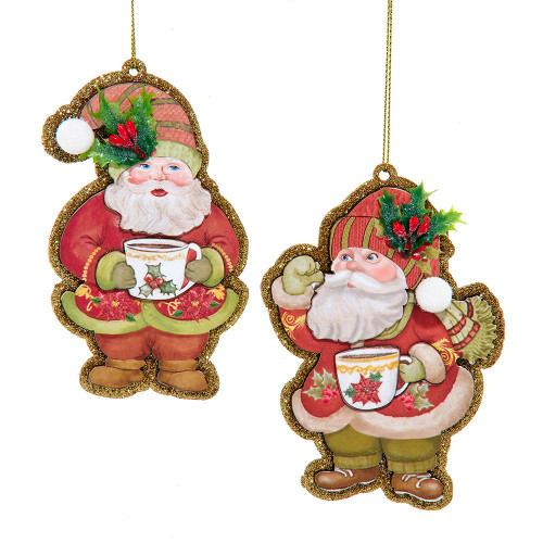 Santa Holding Mug Ornaments, 2 Assorted