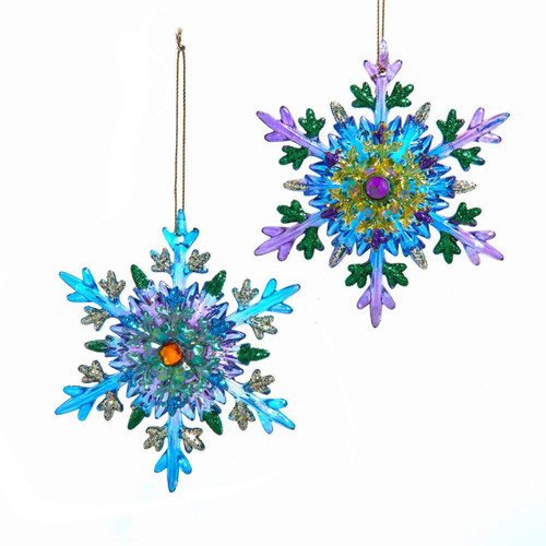 Peacock Theme Snowflake Ornaments, 2 Assorted