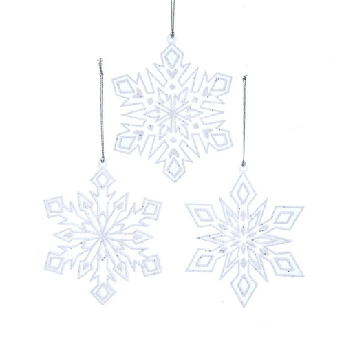 Clear & White Snowflake Ornaments, 2 Assorted