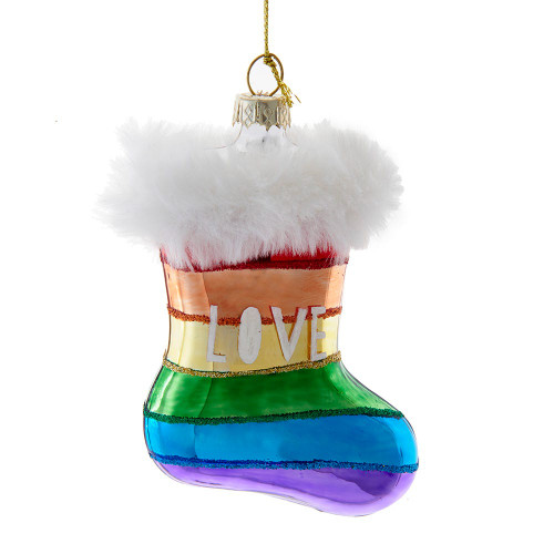 Glass Rainbow Stocking Ornament