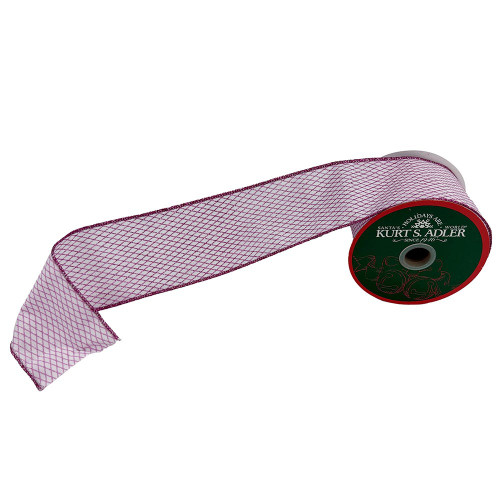 Hot Pink Glittered Criss-Cross Patterned Double Wire Ribbon