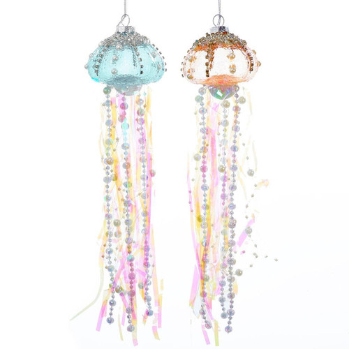 Jellyfish Glass Ornaments, 2 Assorted