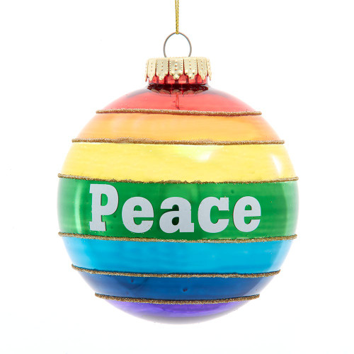 100MM Glass Rainbow Pride Peace Ball Ornament