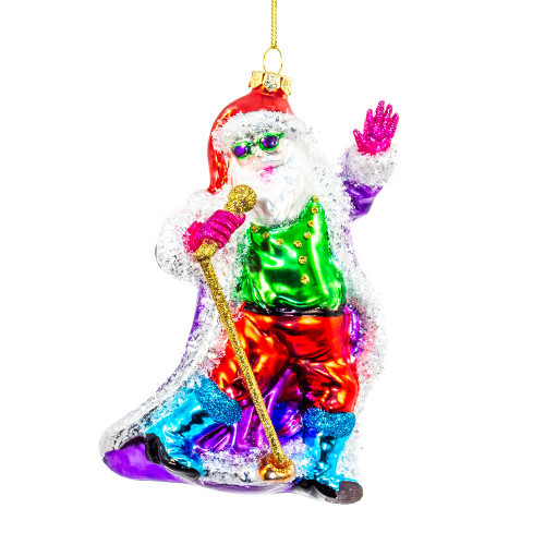 Glass Singing Santa Ornament