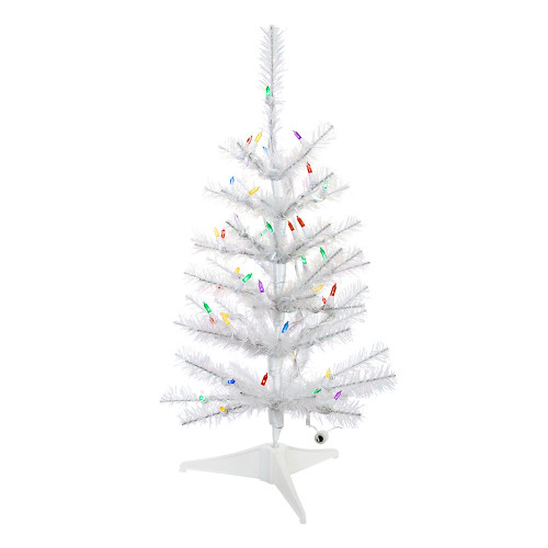 24“ Pre-Lit Multicolored LED White Glisten Pine Tree
