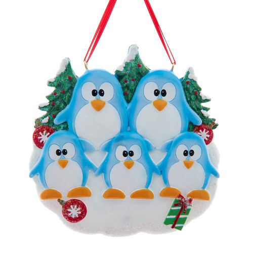 Penguin Family of 5 Ornament For Personalization