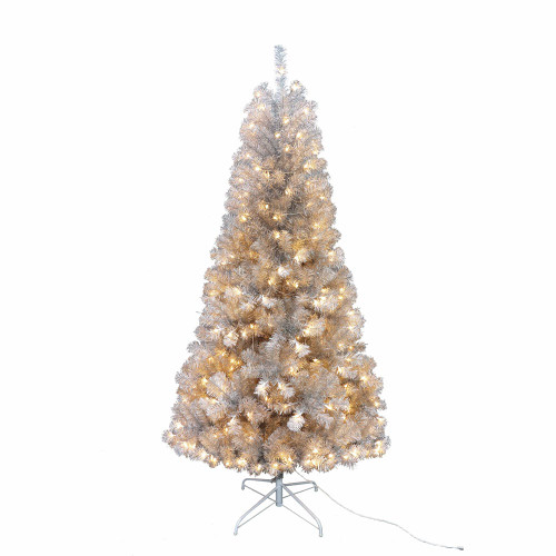 7' Pre-Lit Clear Incandescent Silver Point Pine Tree