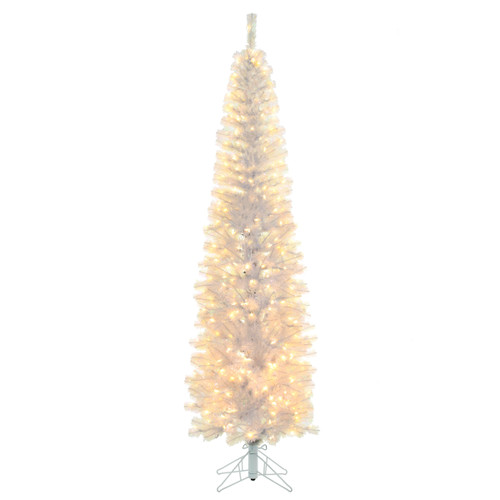 7' Pre-Lit Warm White LED Iridescent Slim Winchester Pine Tree