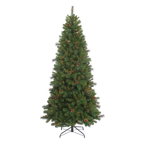 7.5' Pre-Lit Multicolor Incandescent Slim Burlington Spruce Tree