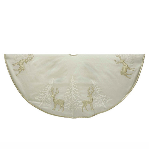 48“ Gold Tree and Reindeer Applique Tree Skirt