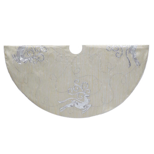 50“ Light Gold Tree Skirt with Reindeer