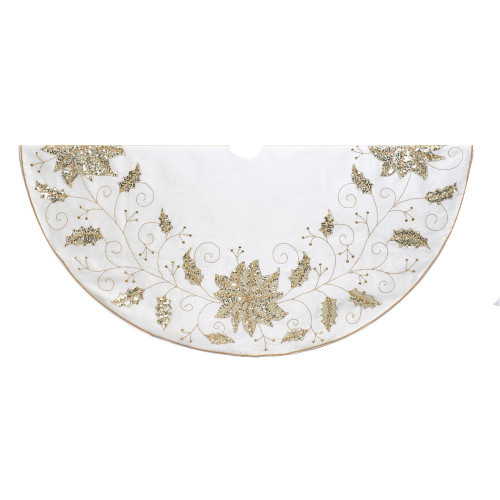54“ Ivory Tree Skirt With Embroidered Snowflake Design
