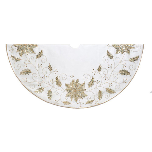 54“ Ivory Tree Skirt With Embroidered Snowflake Design