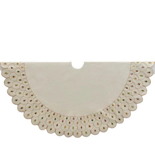 60“ Ivory Embossed Tree Skirt