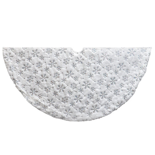 48“ White Sequined Snowflake Tree Skirt