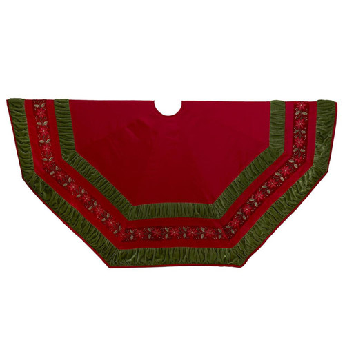 72“ Red & Green Gathered Border Tree Skirt