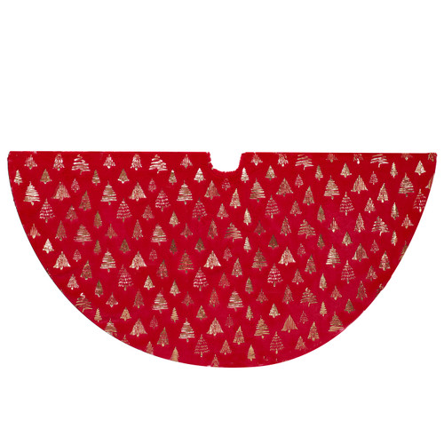 60" Red & Gold Plush Faux Fur Tree Skirt