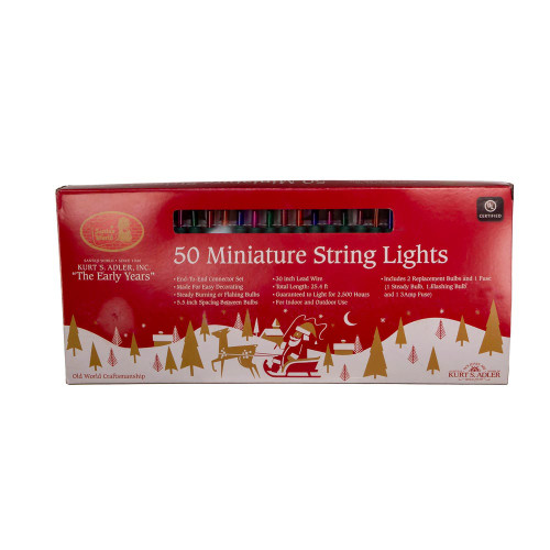 22.5' UL 50-Light Multicolor Light Green Wire Light Set