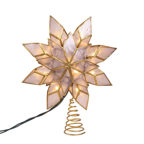 9.25“ 10-Light Clear LED Gold Capiz Star Treetop