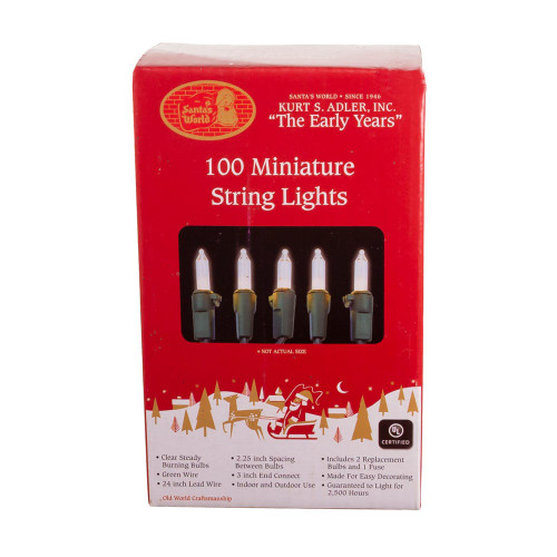 18.5' UL 100-Light Clear Light Green Wire Light Set