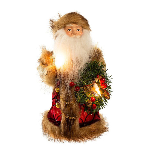 10“ UL 10-Light Burgundy and Brown Santa Treetop